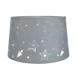 Happy Homewares Fun Rockets & Stars Childrens/Kids Cotton Bedroom Shade or Lamp in Grey - Size: 12 inches - thumbnail 2
