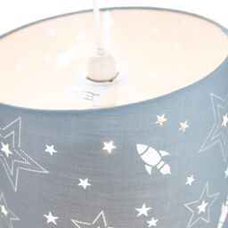 Happy Homewares Fun Rockets & Stars Childrens/Kids Cotton Bedroom Shade or Lamp in Grey - Size: 12 inches - thumbnail 3