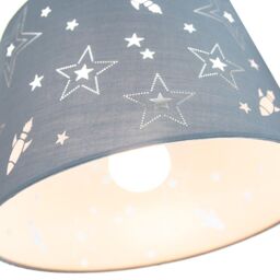 Happy Homewares Fun Rockets & Stars Childrens/Kids Cotton Bedroom Shade or Lamp in Grey - Size: 12 inches - thumbnail 4