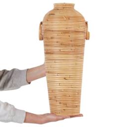 Wyld and Coco Handwoven Rattan Vase 50 cm Natural Boho Rustic Home Decor - thumbnail 4
