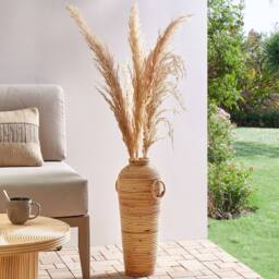 Wyld and Coco Handwoven Rattan Vase 50 cm Natural Boho Rustic Home Decor