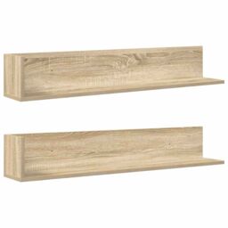 Berkfield Home Wall Shelves 2 pcs Sonoma Oak 100x16.5x16.5 cm Engineered Wood in Brown - thumbnail 2