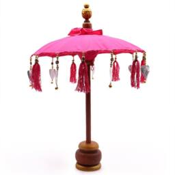 Serenityy Bali Home Decor Parasol - Pink Cotton Canvas - 40cm - Size: 40 cm - thumbnail 4