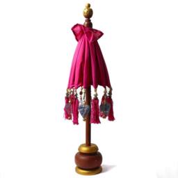 Serenityy Bali Home Decor Parasol - Pink Cotton Canvas - 40cm - Size: 40 cm - thumbnail 3