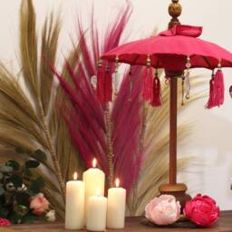 Serenityy Bali Home Decor Parasol - Pink Cotton Canvas - 40cm - Size: 40 cm - thumbnail 5