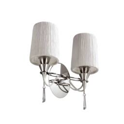 Netlighting Lucca Wall Lamp Switched 2 Light E27 Chrome White Shades & Crystal in Grey - thumbnail 1