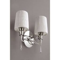 Netlighting Lucca Wall Lamp Switched 2 Light E27 Chrome White Shades & Crystal in Grey - thumbnail 2