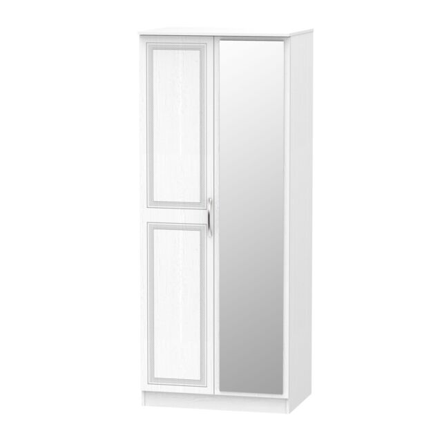 Ready Assembled 2 U Oxford 2 Door Mirrored Wardrobe (Ready Assembled) in White