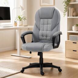 STILVORA Grey Faux Leather Office Chair - thumbnail 1