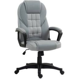 STILVORA Grey Faux Leather Office Chair - thumbnail 3