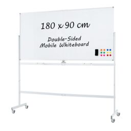 Costway Rolling Whiteboard on Wheels Double-Sided Magnetic Whiteboard 180x90CM in White - Size: 180x90 cm - thumbnail 1