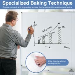 Costway Rolling Whiteboard on Wheels Double-Sided Magnetic Whiteboard 180x90CM in White - Size: 180x90 cm - thumbnail 6