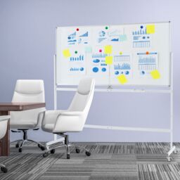 Costway Rolling Whiteboard on Wheels Double-Sided Magnetic Whiteboard 180x90CM in White - Size: 180x90 cm - thumbnail 4