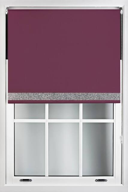 Furnished Aubergine Blackout Fabric with Silver Glitter Accent - Trimmable Roller Blind - Size: 240 cm width x 210 cm drop - image 1