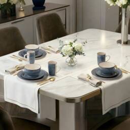 Alivio 16-Piece Porcelain Dinner Set, Lead-Free Blue Glaze Dinnerware Set for 4, Microwave & Dishwasher Safe Plates, Bowls & Mugs in Grey - thumbnail 2
