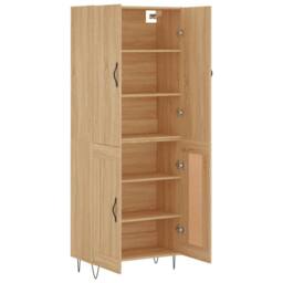 Berkfield Home Highboard Sonoma Oak 69.5x34x180 cm Engineered Wood in Light Oak - thumbnail 4