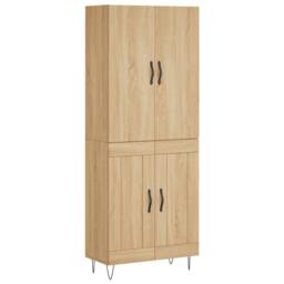 Berkfield Home Highboard Sonoma Oak 69.5x34x180 cm Engineered Wood in Light Oak - thumbnail 3
