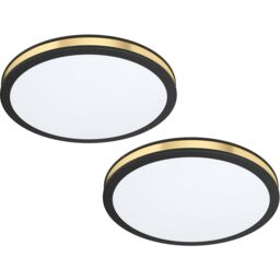 Loops 2 PACK Wall Flush Ceiling Light Colour Black Shade White Gold Plastic LED 12W - thumbnail 1