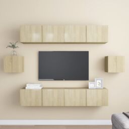 Berkfield Home 6 Piece TV Cabinet Set Sonoma Oak Engineered Wood in Brown - thumbnail 1