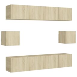 Berkfield Home 6 Piece TV Cabinet Set Sonoma Oak Engineered Wood in Brown - thumbnail 2