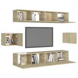 Berkfield Home 6 Piece TV Cabinet Set Sonoma Oak Engineered Wood in Brown - thumbnail 3