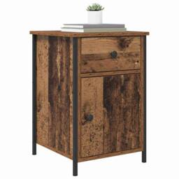 Berkfield Home Bedside Cabinet Old Wood 40x42x60 cm Engineered Wood in Brown - Size: 40 x 42 x 60 cm - thumbnail 3