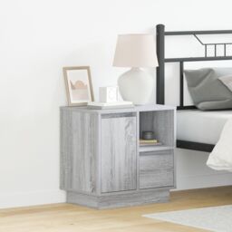 Berkfield Home Bedside Cabinet with LED Grey Sonoma 50x34, 5x50 cm - thumbnail 1