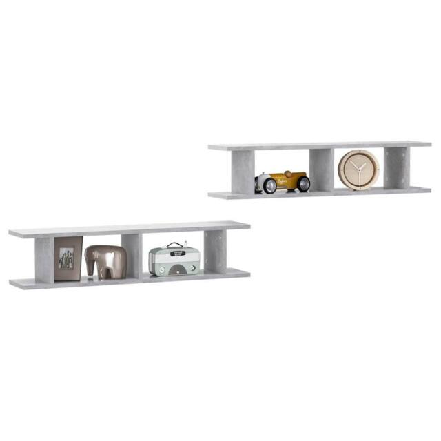 Berkfield Home Wall Shelf 2 pcs Concrete Grey 90x18x20 cm Engineered Wood - Size: 90 x 18 x 20 cm - image 1