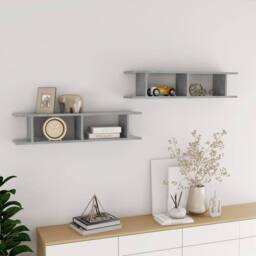Berkfield Home Wall Shelf 2 pcs Concrete Grey 90x18x20 cm Engineered Wood - Size: 90 x 18 x 20 cm - thumbnail 2
