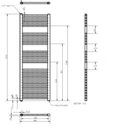 Balterley Electric Vertical Round Towel Rail & 27 Rails, 1375x480mm, Anthracite in Grey - thumbnail 6
