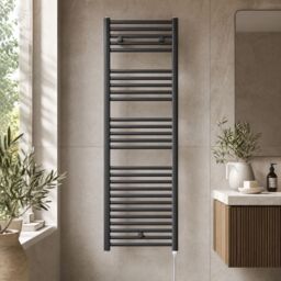 Balterley Electric Vertical Round Towel Rail & 27 Rails, 1375x480mm, Anthracite in Grey - thumbnail 7