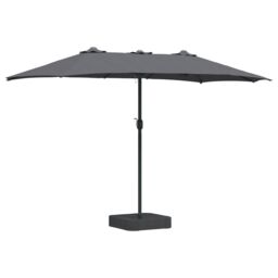 Berkfield Home Garden Parasol Folding Anthracite 385 x 209 x 244 cm Fabric - thumbnail 2