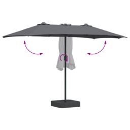 Berkfield Home Garden Parasol Folding Anthracite 385 x 209 x 244 cm Fabric - thumbnail 8