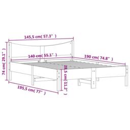 Berkfield Home Beautiful Bed Frame without Mattress Wax Brown 140x190 cm Solid W - thumbnail 9