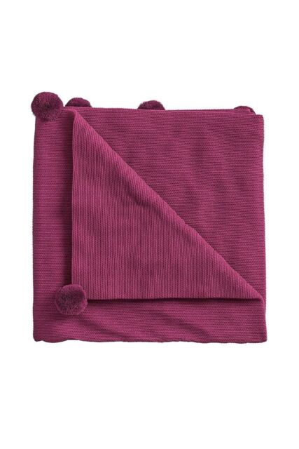 Helena Springfield 'Pom Pom' Knit Throw in Fuchsia - image 1
