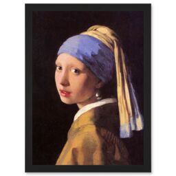 Artery8 Johannes Vermeer With Pearl Earring Classic Vintage Duch Golden Age A4 Artwork Framed Wall Art Print in Black - thumbnail 1