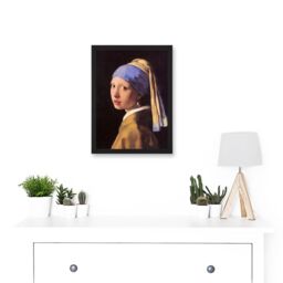 Artery8 Johannes Vermeer With Pearl Earring Classic Vintage Duch Golden Age A4 Artwork Framed Wall Art Print in Black - thumbnail 2