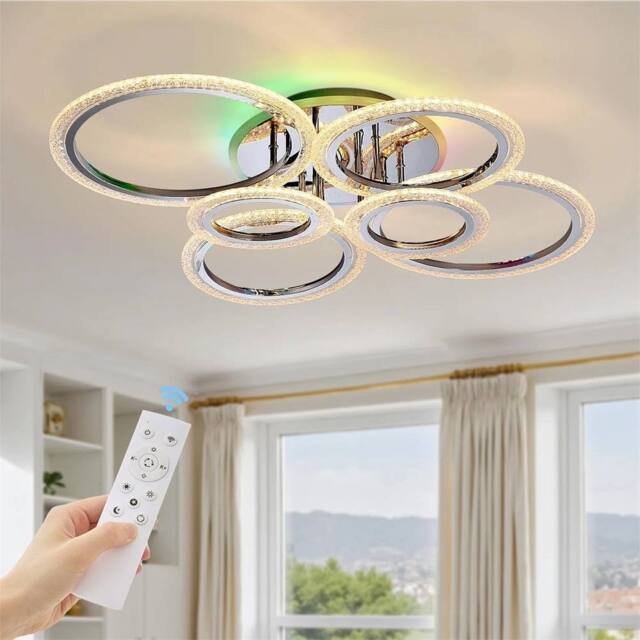 Nordara Modern LED Ceiling Light Dimmable Ceiling Light with RGB Backlight in White - image 1