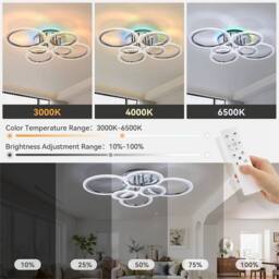 Nordara Modern LED Ceiling Light Dimmable Ceiling Light with RGB Backlight in White - thumbnail 4