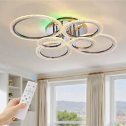 Nordara Modern LED Ceiling Light Dimmable Ceiling Light with RGB Backlight in White - thumbnail 1