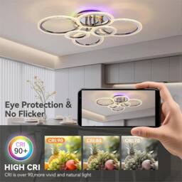 Nordara Modern LED Ceiling Light Dimmable Ceiling Light with RGB Backlight in White - thumbnail 5