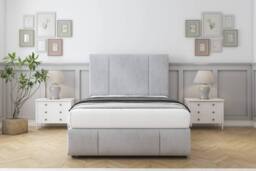 "Comfort Beds Arya Naples Divan Base No Drawers - 26"" Headboard-Footboard in Silver - Size: Small Single" - thumbnail 1