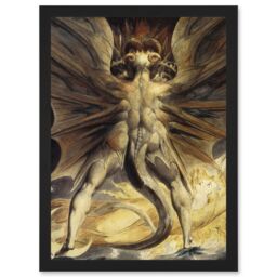Artery8 William Blake Great Red Dragon Satan Woman Clothed Sun 1805 A4 Artwork Framed Wall Art Print in Black - thumbnail 1