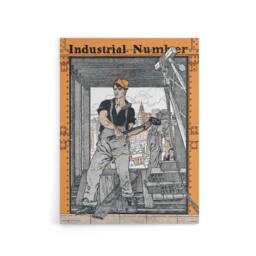 "Artery8 Industrial Number Worker Canvas Wall Art Print Edward Penfield in Orange - Size: W18"" x H24""" - thumbnail 1
