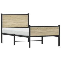 Berkfield Home Metal Bed Frame without Mattress Sonoma Oak 75x190 cm Small Single in Brown - thumbnail 4