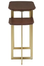 Orsina 3 Tier Walnut Side Tables, Multi-Height Accent Tables With Golden Legs, Decorative Side Tables, Display Tables in Brown - thumbnail 3