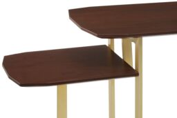 Orsina 3 Tier Walnut Side Tables, Multi-Height Accent Tables With Golden Legs, Decorative Side Tables, Display Tables in Brown - thumbnail 4