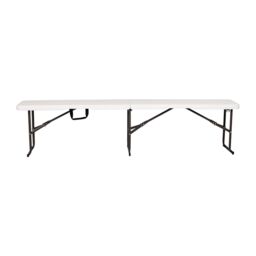 Home Source 6ft Folding Trestle Benches Heavy Duty Garden Indoor Outdoor Set of 2 in White - thumbnail 6