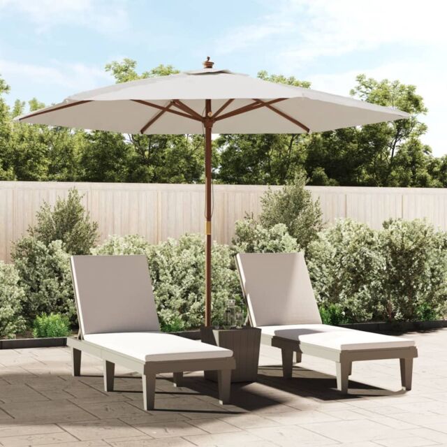 Berkfield Home Garden Parasol with Wooden Pole Sand 299x240 cm in White - image 1