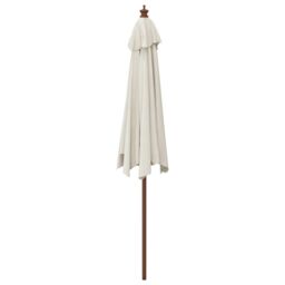 Berkfield Home Garden Parasol with Wooden Pole Sand 299x240 cm in White - thumbnail 5